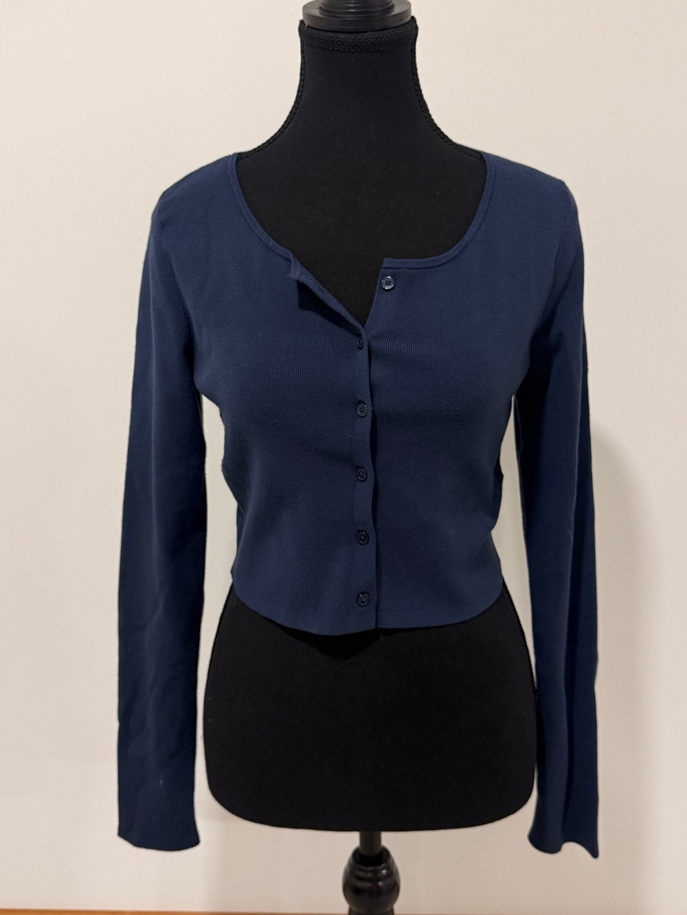 Sunday Best Navy Cropped Button-Front Cardigan
